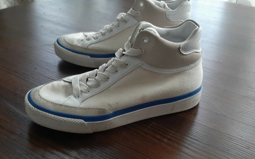 Cream and Blue High Top Sneakers Size 