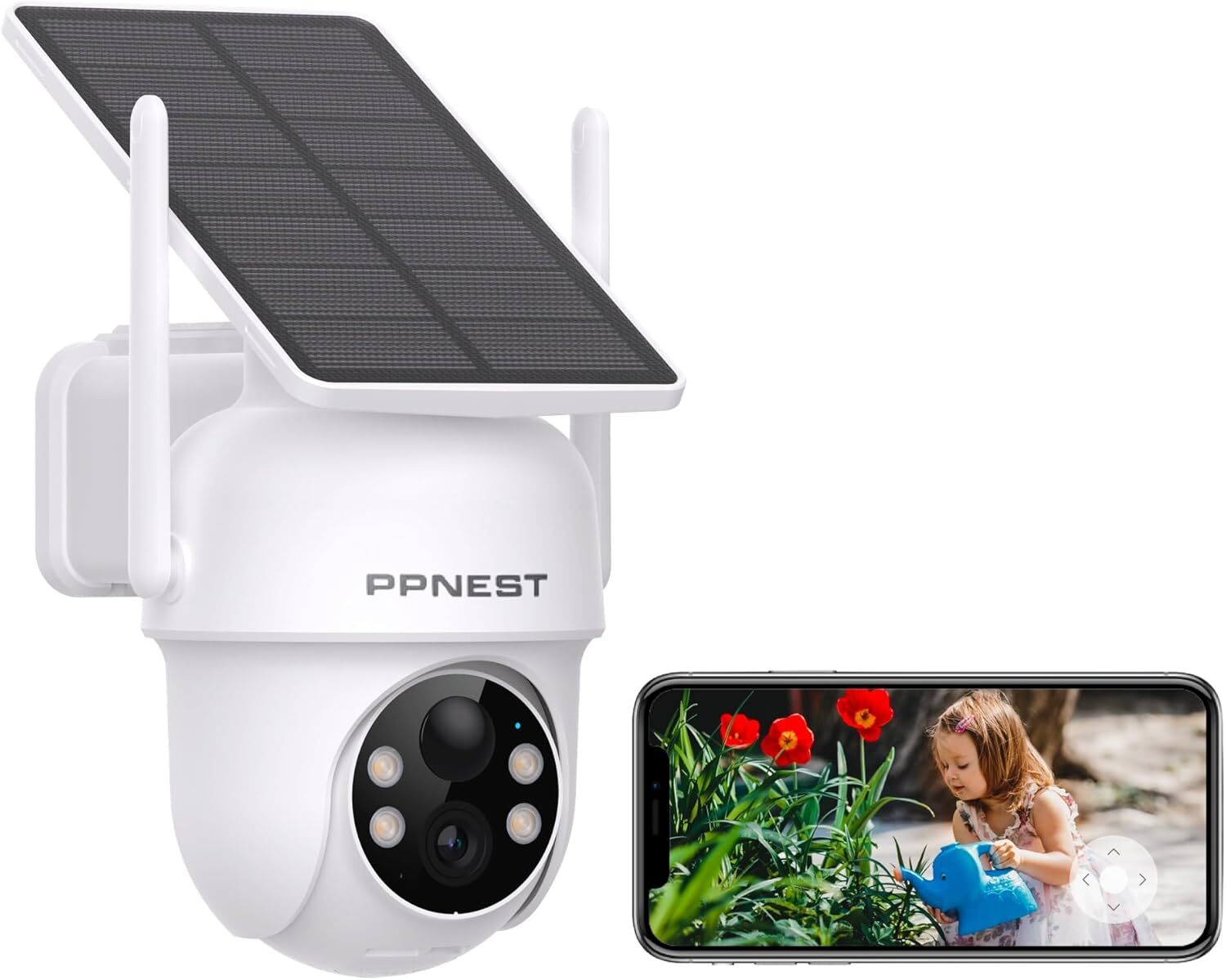 Solar Security Camera Outdoor Wireless, 2.4GHz WiFi Cameras for Home...