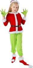 Quenny children's Christmas costumes,Christmas green furry Grinch cosplay 10780