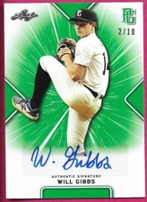 2021 Leaf Perfect Game National Baseball WILL GIBBS Green Autograph 2/10