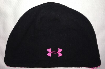 Under Armour Black Hot Pink Fleece Youth/Kids Winter Beanie Hat Salesman Sample