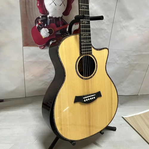 914 Natural electric guitar abalone inlaid ebony fingerboard fast ship from US