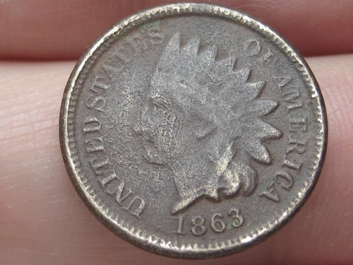 1863 Copper Nickel Indian Head Cent Penny- VG/Fine Details