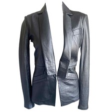 Central Park West Revolve Genuine Leather Black Blazer Jacket Size Small