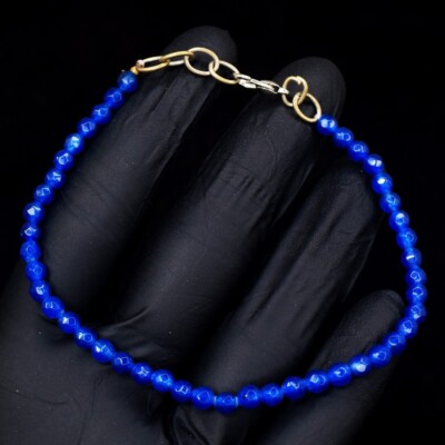 World Class Amazing Blue Onyx 23.00 Cts Amazing Cut Beaded Bracelet VK 87 E588