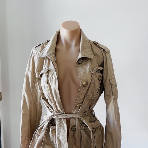 Aeropostale Belted Utility Cargo Jacket Size L Womens Beige Cotton Military - Picture 6 of 24