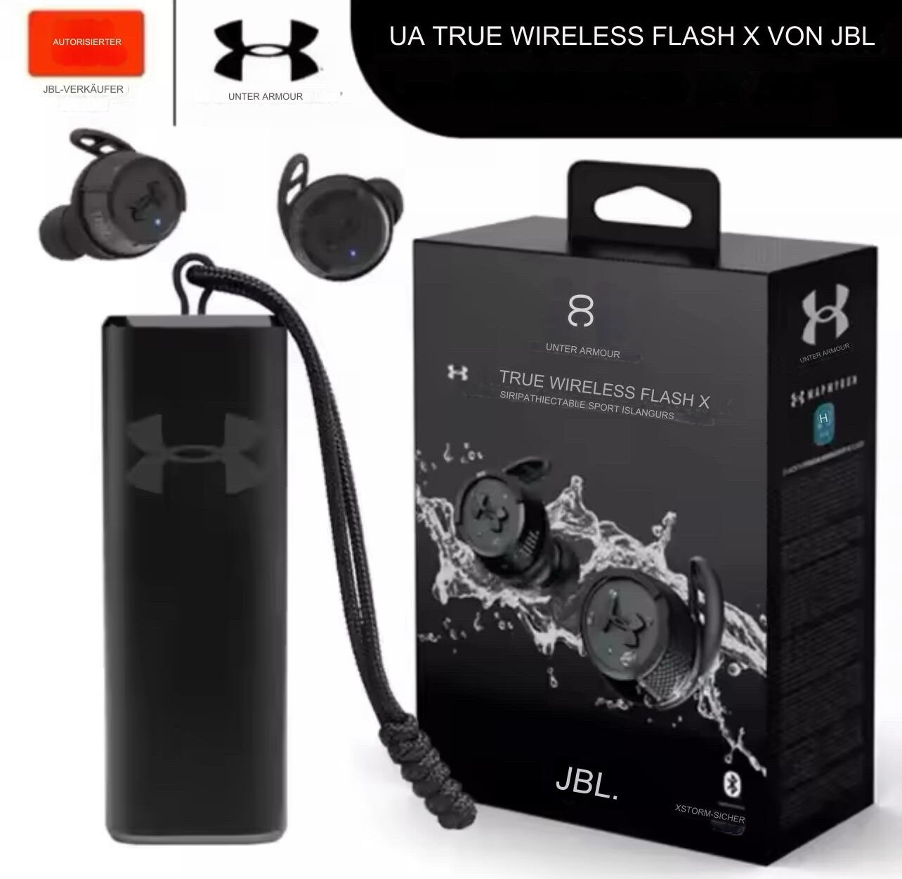 Jbl Under Armour Flash X Bluetooth Kopfhörer - Schwarz Neu