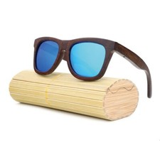 Wood Brown Men's Wooden Polarized Resin Sunglasses with Bamboo Glasses Box Case