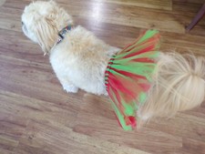pet dog tulle tutu skirt, holiday,fun, red green, Medium read size details 