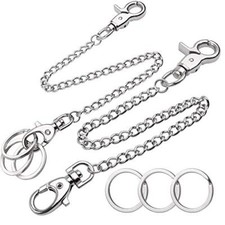Aylifu Pocket Chain, 2 Pieces of Metal Wallet Keychain Pants Chain with Both