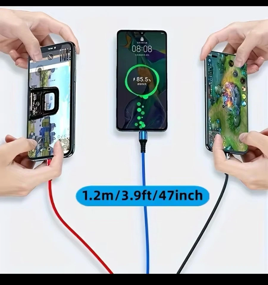 Cable de carga rápida 3 en 1 multi USB para micro iPhone Android tipo C Foto 3 de 4