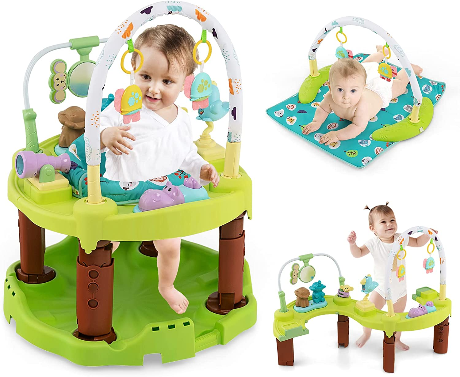 Baby Bouncer Activity Center, 3-Stage Bouncing Activity Saucer & Playtime Mat &