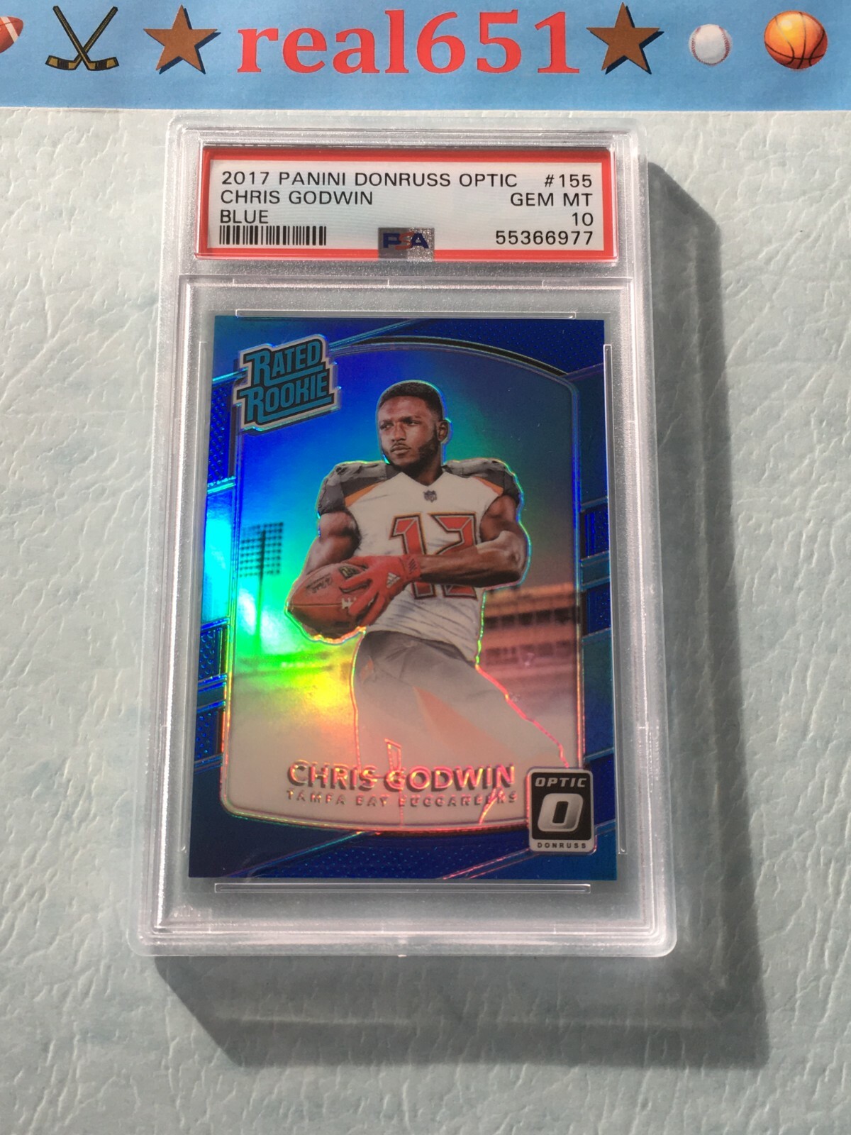 2017 Optic Blue Rated #155 CHRIS GODWIN Rookie /149 PSA 10 Gem Mint Pop 1 RC