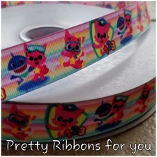 sharks 1" wide grosgrain ribbon the listing is for 5 yards