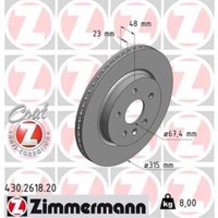Zimmermann 2X Bremsscheibe Hinten Ø315 Mm InnenbelüFtet FüR Opel Insignia A