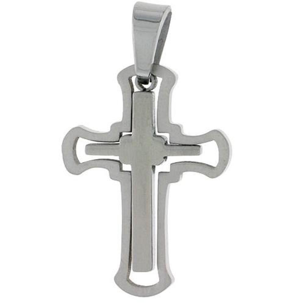 Stainless Steel CUT OUT CROSS Pendant / Charm, Free Bead Ball Chain