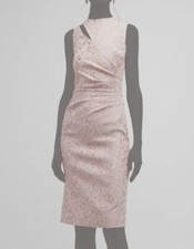  670 Rickie Freeman for Teri Jon Women's Pink Metallic Sheath Dress Size 4