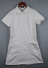 Zara Shirt Denim Dress Womens Size XS White Short Sleeve Side Zipper Summer Wear