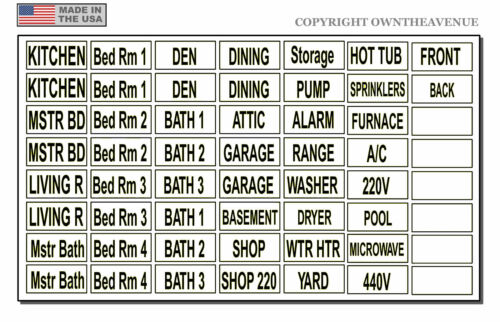 Haushalt elektrische Schalttafel Leistungsschalter Etiketten Vinyl Aufkleber weiß v. 56 STCK. - Bild 1 von 2