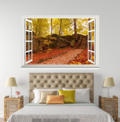 3D Red Maple Street 1225 Open Windows WallPaper Murals Wall Print AJ Jenny