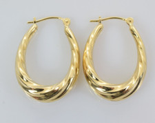 Twisted Huggie Hoop Earrings in 14k Yellow Gold