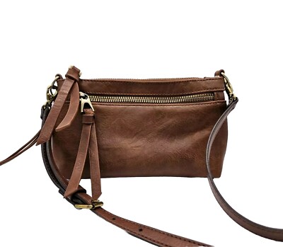 Shiraleah Chicago Small Brown Crossbody Bag Wristlet Faux Leather