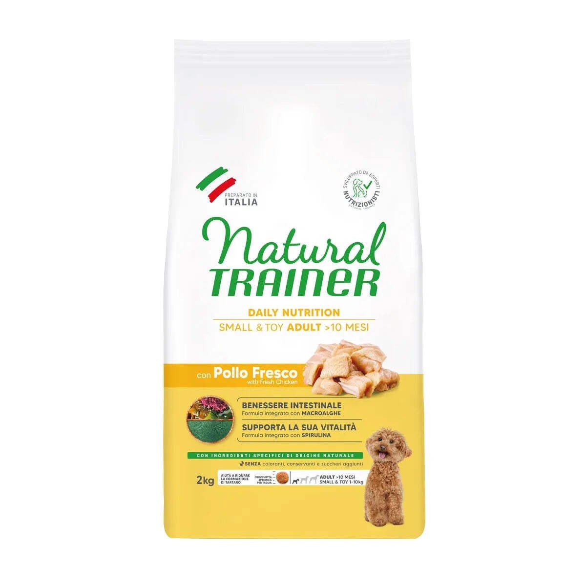 NATURAL TRAINER MINI ADULT CON POLLO E RISO 2 KG.
