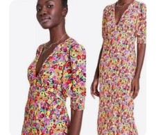 Rixo Maxi Dress 8 Vibrant Multicolor Floral Puff Sleeve Cottagecore Boho Resort