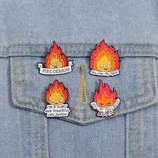 FIRE DEMON Enamel Pins Custom She Likes My Spark Brooches Lapel Badges Anime Jew