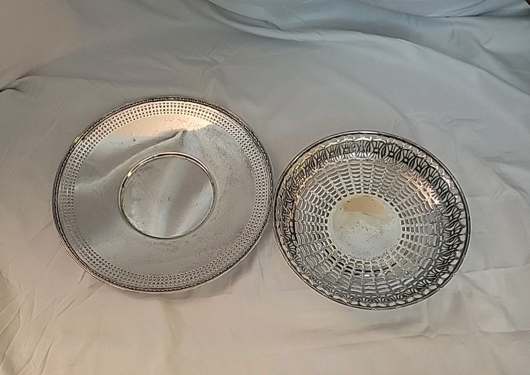 Vintage Sheffield Pierced SP Apollo Bowl Superior Pierced SP Dish Set 