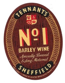 Beer Label: Tennant Sheffield No1 Barley Wine 73mm tall