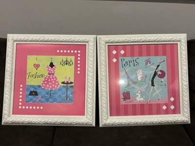 Paris Fashion Eiffel Tower Wall Art, Sculpture & Plaque Set Pink Black White