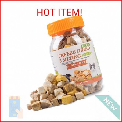 capuca 5-in-1 Freeze-Dried Cat & Dog Treats - Natural Chicken, Salmon, Egg Yolk,