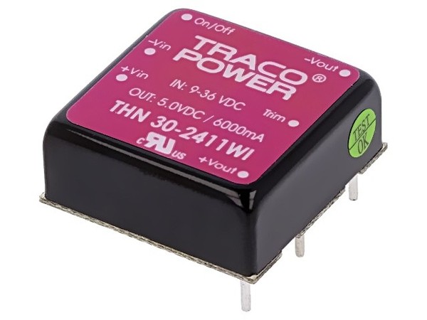 Thn 30-2411WI Wandler: Dc/Dc 30W Ueing: 9-36VDC Uausg: 5VDC Iausg: 6000Ma Traco-image