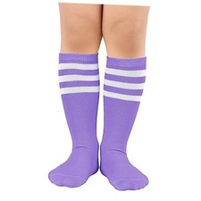 Toddler Kids Youth Soccer Socks-Long Knee High 3-6 Years 1 Pack Purple White