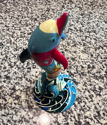 8  Painted Dolphin Figurine Sculpture Statue on Ocean Wave Base Decor