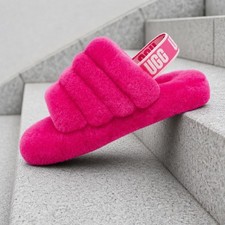 UGG Fluffy Yeah Slide Rock Rose 1098494K-RCR PS New