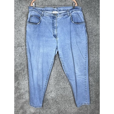 Ulla Popken Slim Fit Jeans Womens Size 22 Blue Denim Stretch Pockets Tapered Leg