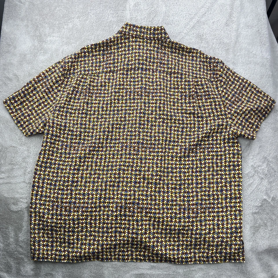 Camisa Jhane Barnes Para Hombres 2XB 100% Seda Geométrica Abstracta Colorida Botón Frontal Foto 2 de 4