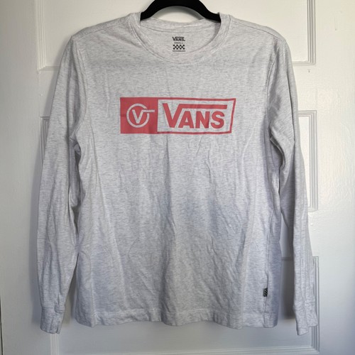 Vans, Vans Womens Small Gray Heather Long Sleeve Logo Graphic T-Shirt VN0A7Y1O15P
