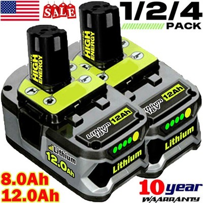 Pack For RYOBI P108 8.0Ah 12.0Ah 18V One Plus+ High Capacity Lithium Ion Battery