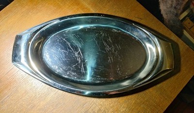 AMC Classic 18/10 Edelstahl Servierplatte Serviertablett oval 44x23 cm 