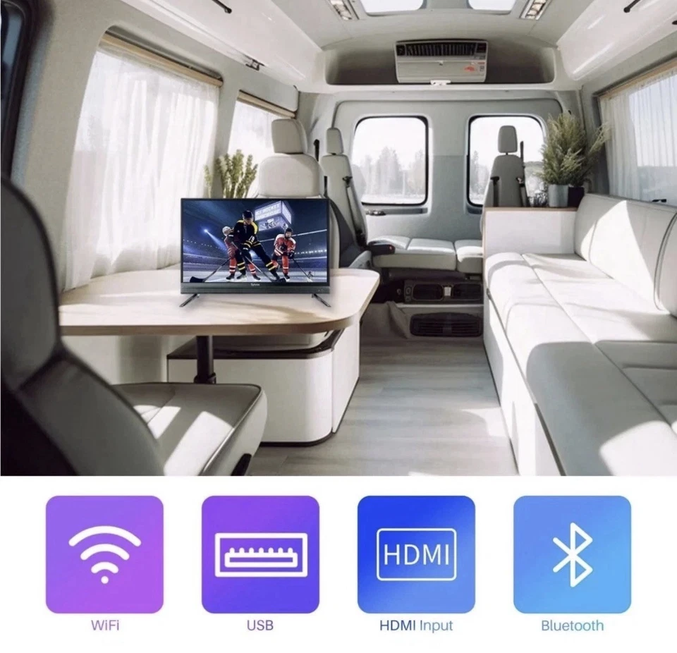 SYLVOX 32" Smart Google TV 12V RV TV DC 9-36V Chromecast Built-in - Open-Box - Image 2 of 4