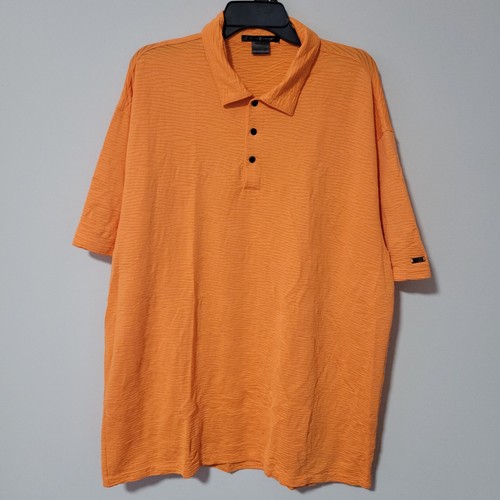 Tiger Woods Polo Shirt Mens XL Orange Textured Stretch Golf Performance