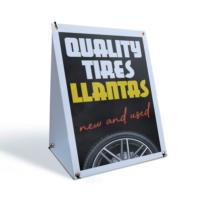 Quality Tires Llantas A-Frame Sidewalk Sign Affordable Auto Products Service
