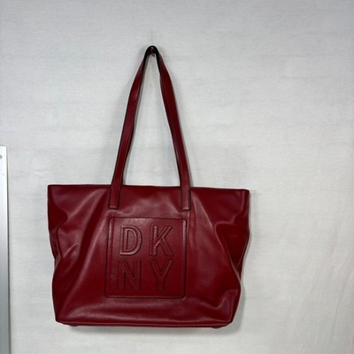 DKNY Red Leather Tote Shoulder Bag