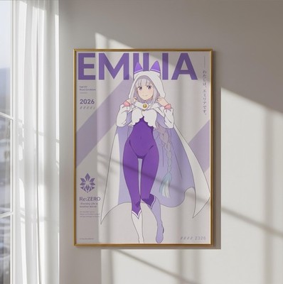 Re Zero Emilia Poster: Anime Wall Art (Matte, Fade Resistant)