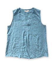 Tory Burch Sleeveless Blue Silk Blouse | V-Neck | Size 10
