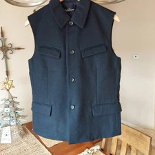 Comme Des Garcons Tricot Sleeveless Wool Vest Dark Navy 4 Pockets Lined Med Nice