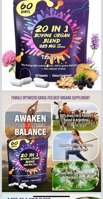 20-In-1 Beef Organ Supplement for Women, 925MG Grass Fed Beef Liver